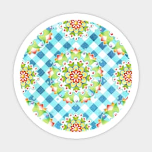 Blue Gingham Firework Mandala Sticker